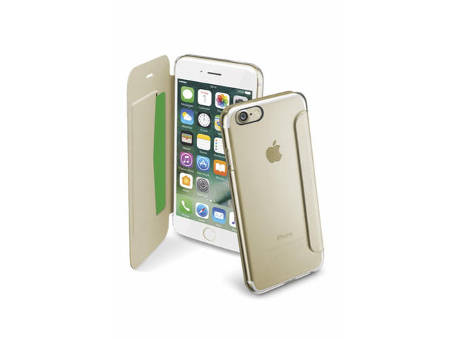 Калъфи Cellular line ClearBook за iPhone 7, прозрачен-златист