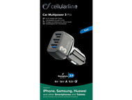 Зарядни устройства Cellularline зарядно 12V-18W +2x18W USB бързо зареждане