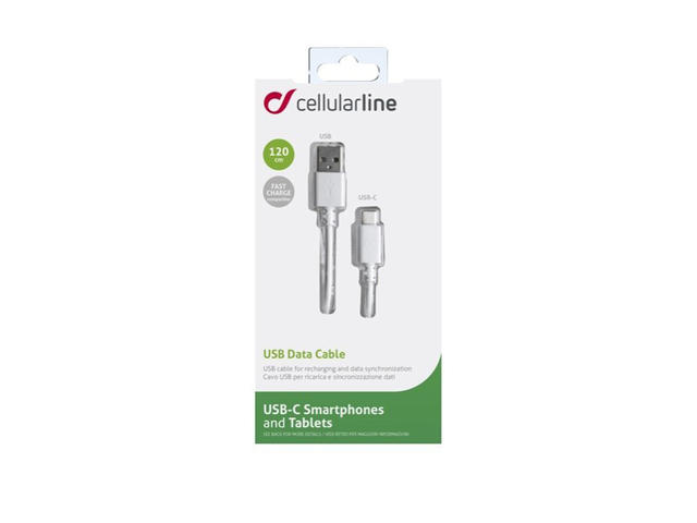 Кабели и Адаптери Cellular line кабел Type-C, 1,2м, Бял