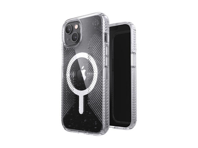 Калъфи Speck iPhone 13 Presidio Perfect Clear Glitter Grip + MS Clear/Platinum Glitter