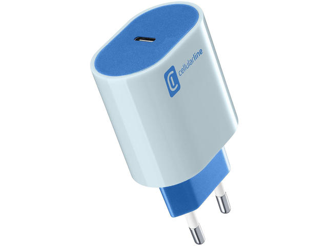 Зарядни устройства Cellular line Style Color 220V PD USB-C 20W, синьо