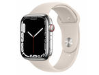 Смарт часовници Apple Watch S7 GPS Cellular, 41mm Silver Stainless Steel Case with Starlight Sport Band - Regular