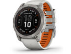 Смарт часовници Garmin fenix 7X Pro Sapphire Solar Edition - Titanium с Fog Gray/Ember Orange каишка