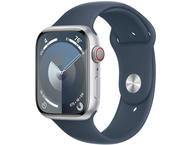 Смарт часовници Apple Watch S9 Cellular 45mm Silver Alu Case w Storm Blue Sport Band - M/L