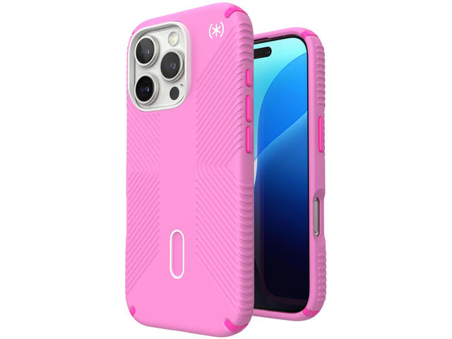 Калъфи Speck Presidio2 Grip, за iPhone 16 Pro, MagSafe + ClickLock, Black - Shocking Pink