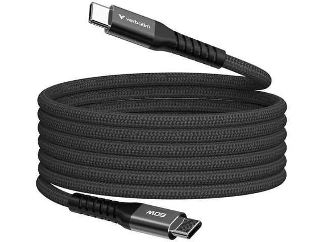 Кабели и Адаптери Verbatim Sync & Charge USB-C to USB-C 60W Magnetic 120 cm - Black