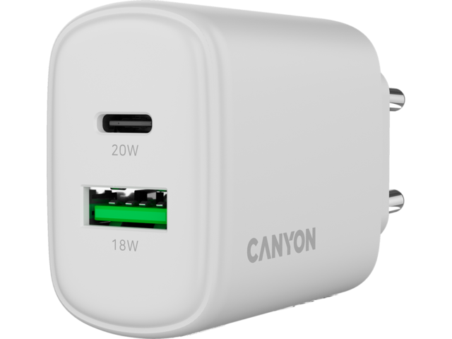 Зарядни устройства Canyon OnCharge 200 20W 1xPD 1xQC EU White