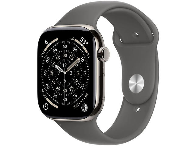 Смарт часовници Apple Watch S11 GPS + Cellular 42mm Natural Titanium Case with Stone Grey Sport Band - M/L