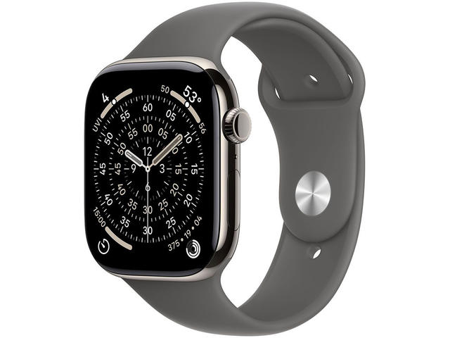 Смарт часовници Apple Watch Series 11 GPS + Cellular 46mm Natural Titanium Case with Stone Grey Sport Band - M/L