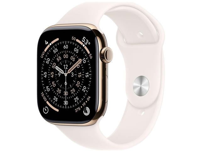 Смарт часовници Apple Watch S11 GPS + Cellular 46mm Gold Titanium Case with Light Blush Sport Band - M/L