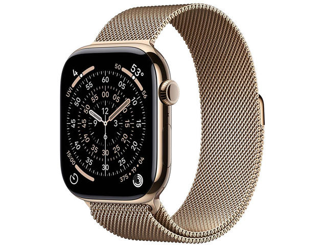 Смарт часовници Apple Watch S11 GPS + Cellular 46mm Gold Titanium Case with Gold Milanese Loop - S/M