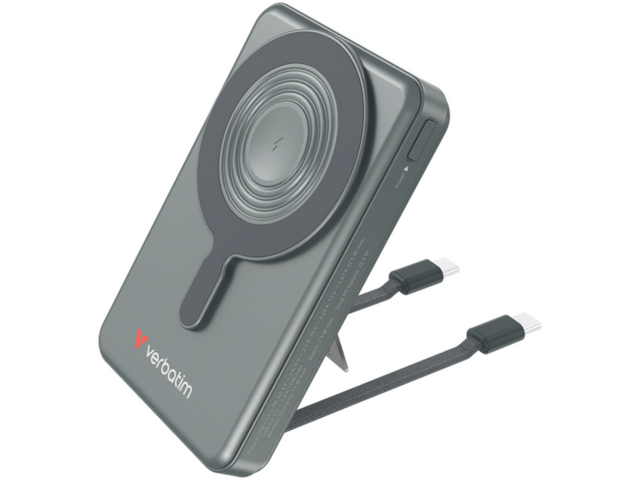 Външни батерии Verbatim Charge 'n' Go Two Cable Power Bank with Display Magnetic Wireless Charging 10,000mAh - Grey 