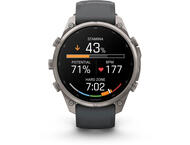 Смарт часовници Garmin fēnix® 9 Pro, inReach® - 47 мм - Titanium с Graphite/Black силиконова каишка
