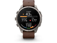 Смарт часовници Garmin fēnix® 9 Pro, inReach® - 47 мм - Titanium с Walnut кожена каишка 