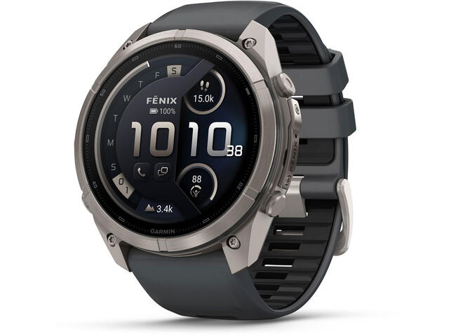 Смарт часовници Garmin fēnix® 9 Pro, inReach® - 51 мм - Titanium с Graphite/Black силиконова каишка